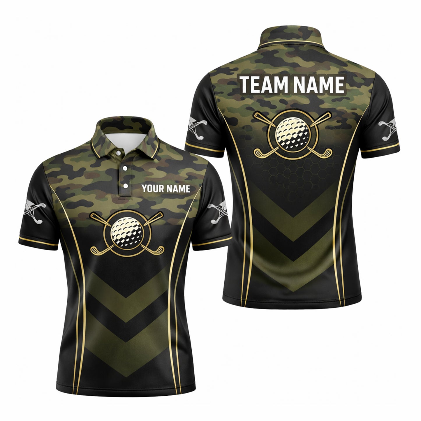 Men's Camo Golf Polo Shirt Custom Name And Team