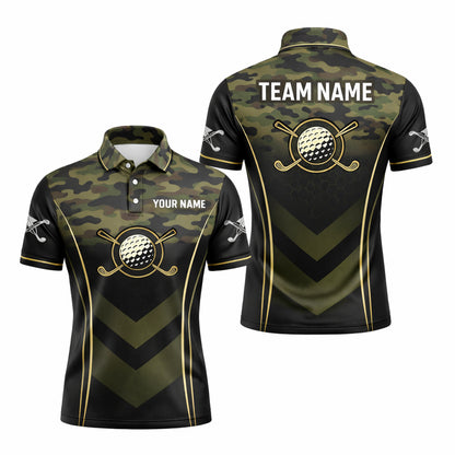 Men's Camo Golf Polo Shirt Custom Name And Team