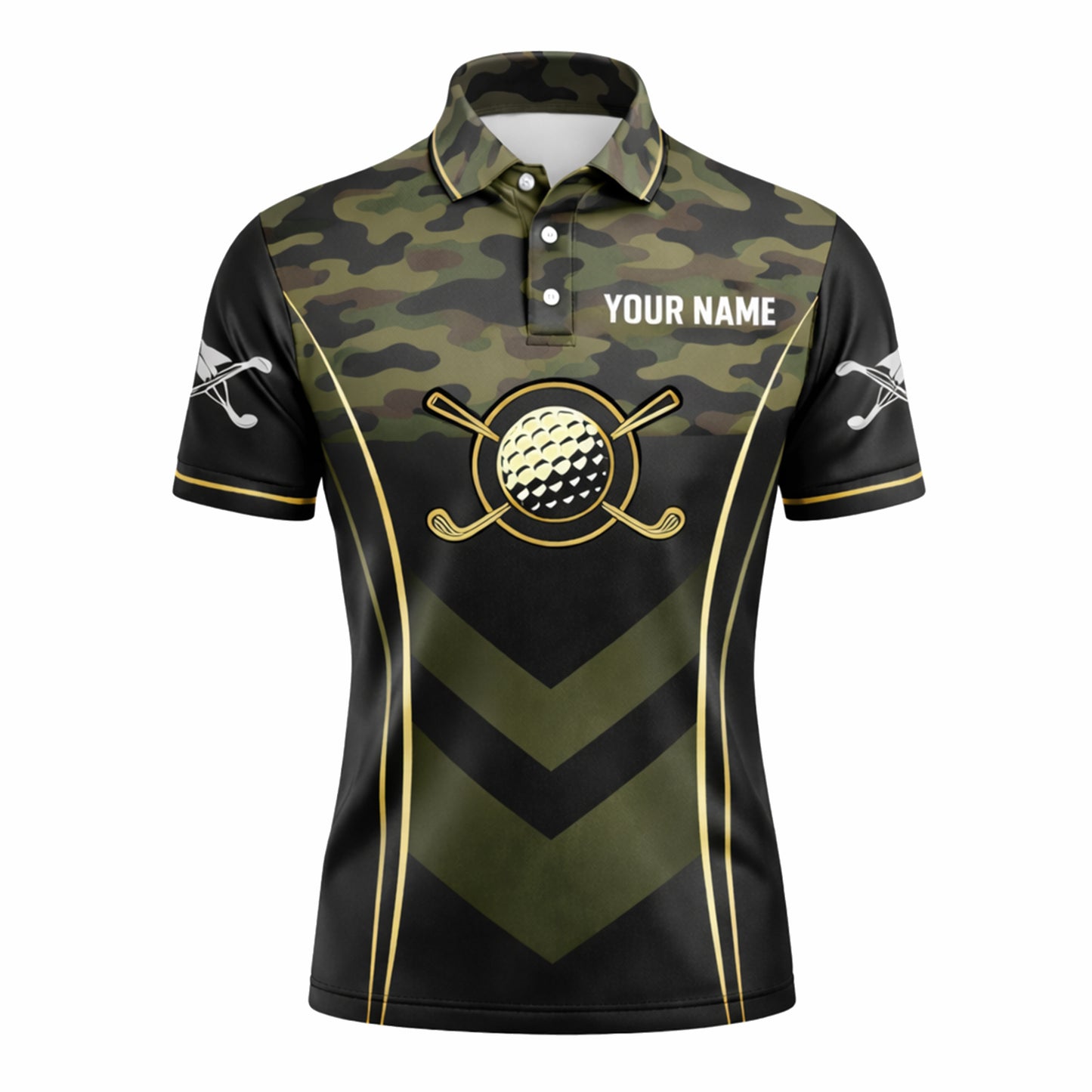Men's Camo Golf Polo Shirt Custom Name And Team