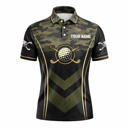 Men's Camo Golf Polo Shirt Custom Name And Team