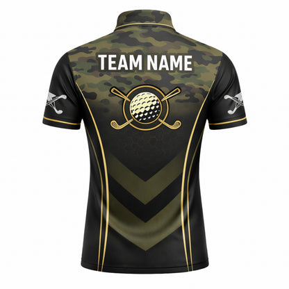 Men's Camo Golf Polo Shirt Custom Name And Team