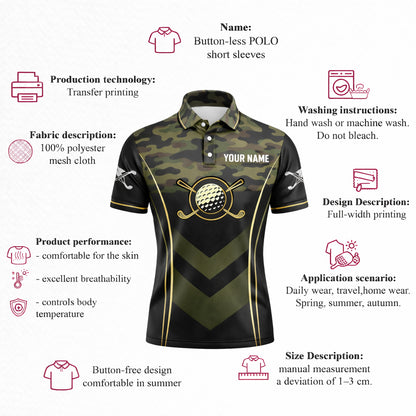 Men's Camo Golf Polo Shirt Custom Name And Team