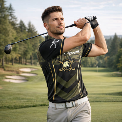 Men's Camo Golf Polo Shirt Custom Name And Team