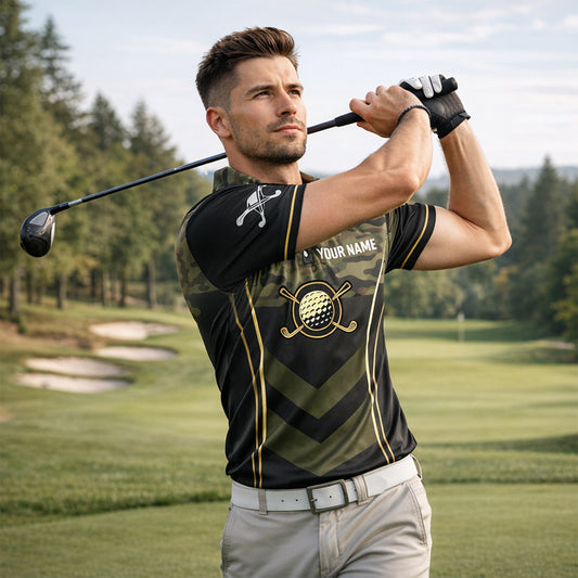 Men's Camo Golf Polo Shirt Custom Name And Team