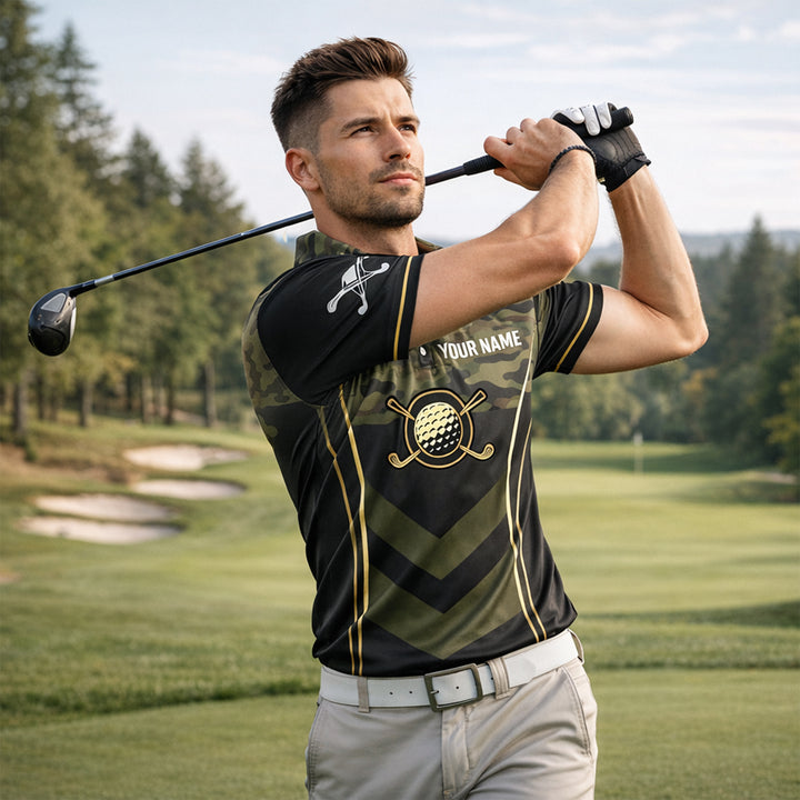 Men's Camo Golf Polo Shirt Custom Name And Team