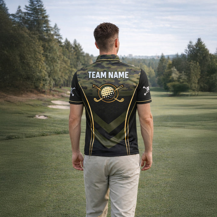 Men's Camo Golf Polo Shirt Custom Name And Team