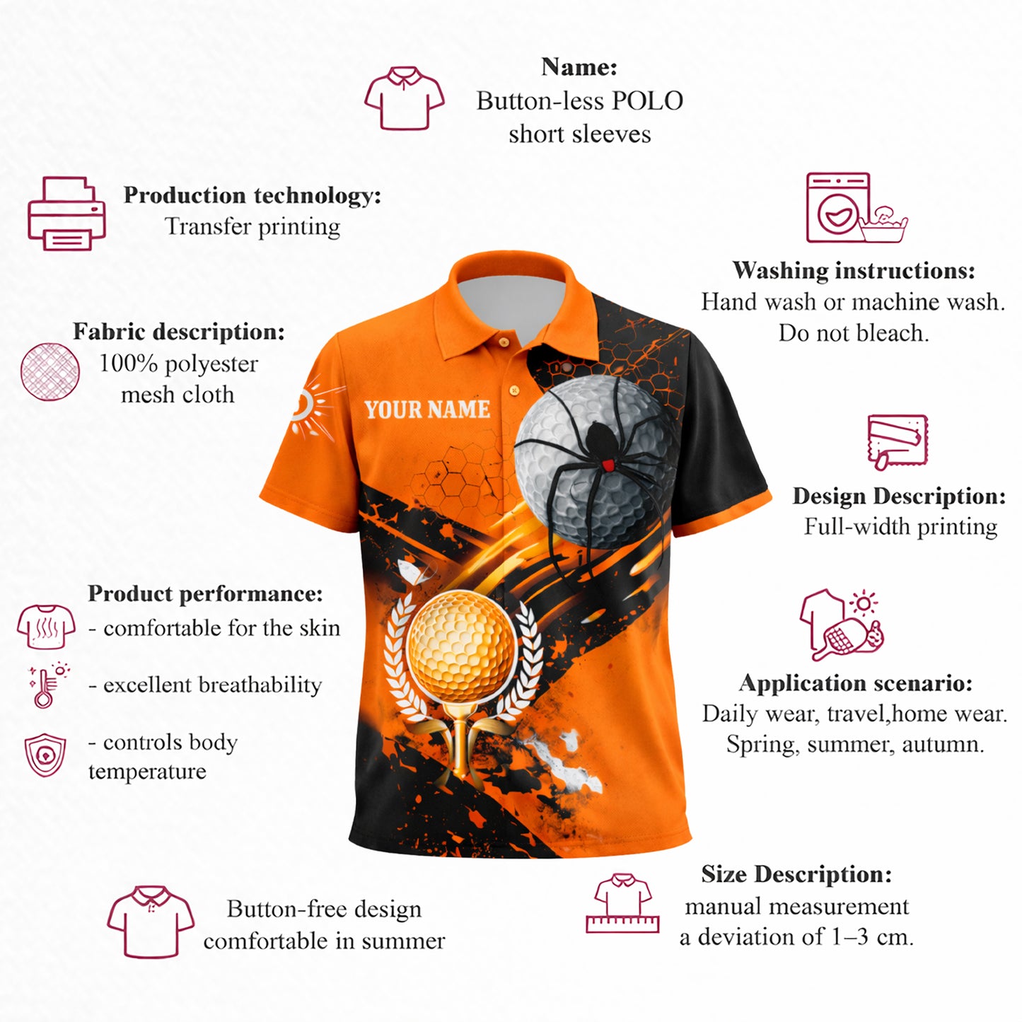 Custom Name Team Spider Golf Polo Shirt for Men