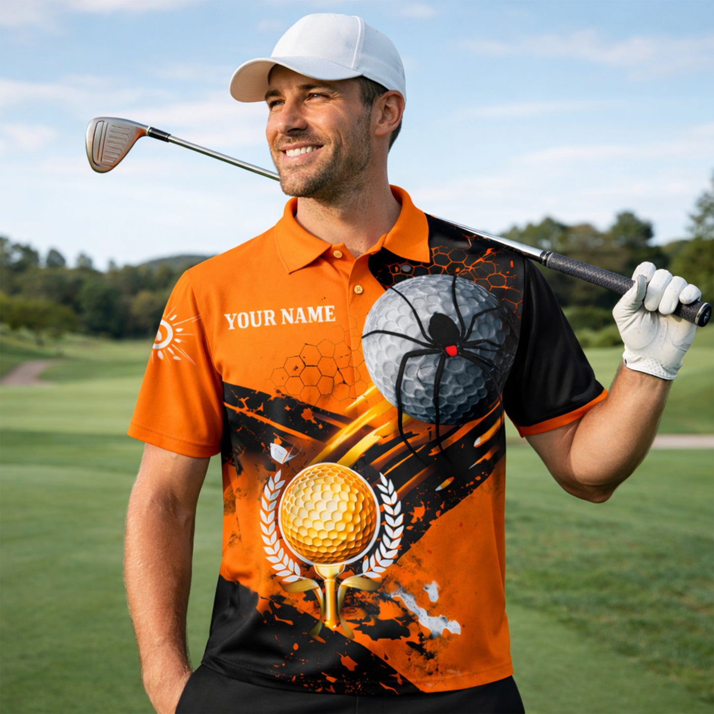Custom Name Team Spider Golf Polo Shirt for Men