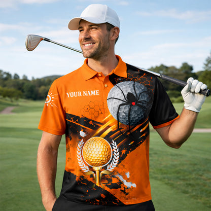 Custom Name Team Spider Golf Polo Shirt for Men