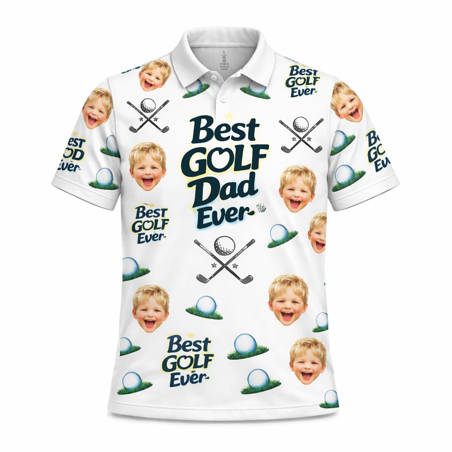 Personalized Golf Polo Shirt Custom Photo Face Dad