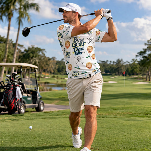 Personalized Golf Polo Shirt Custom Photo Face Dad
