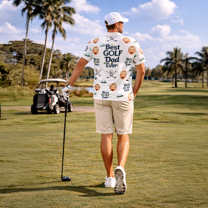 Personalized Golf Polo Shirt Custom Photo Face Dad