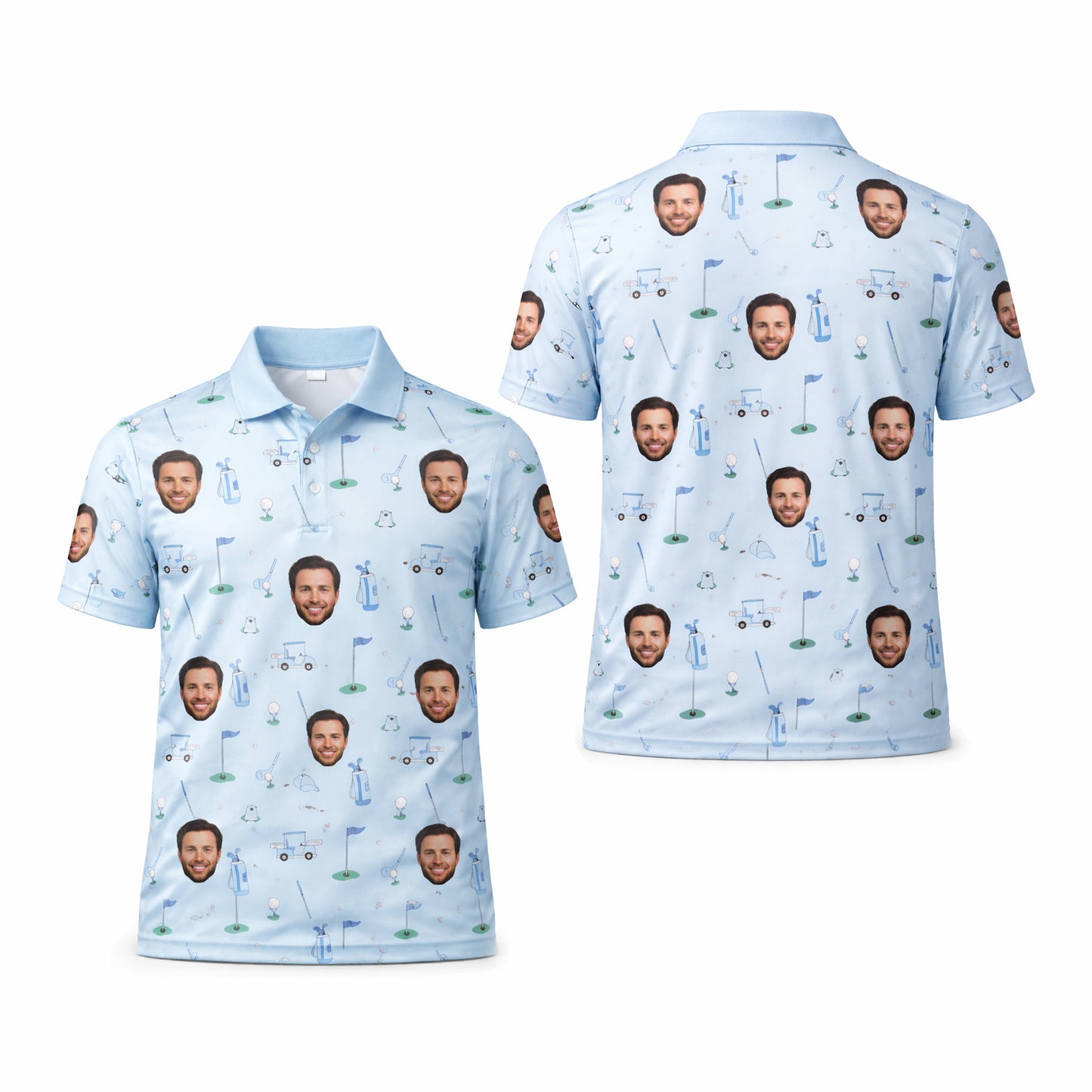 Custom Photo Golf Polo Shirt Personalized Face