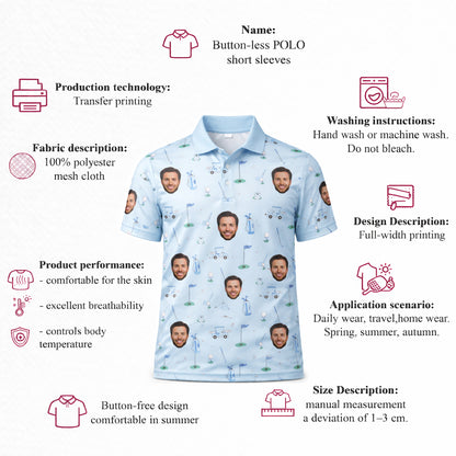 Custom Photo Golf Polo Shirt Personalized Face