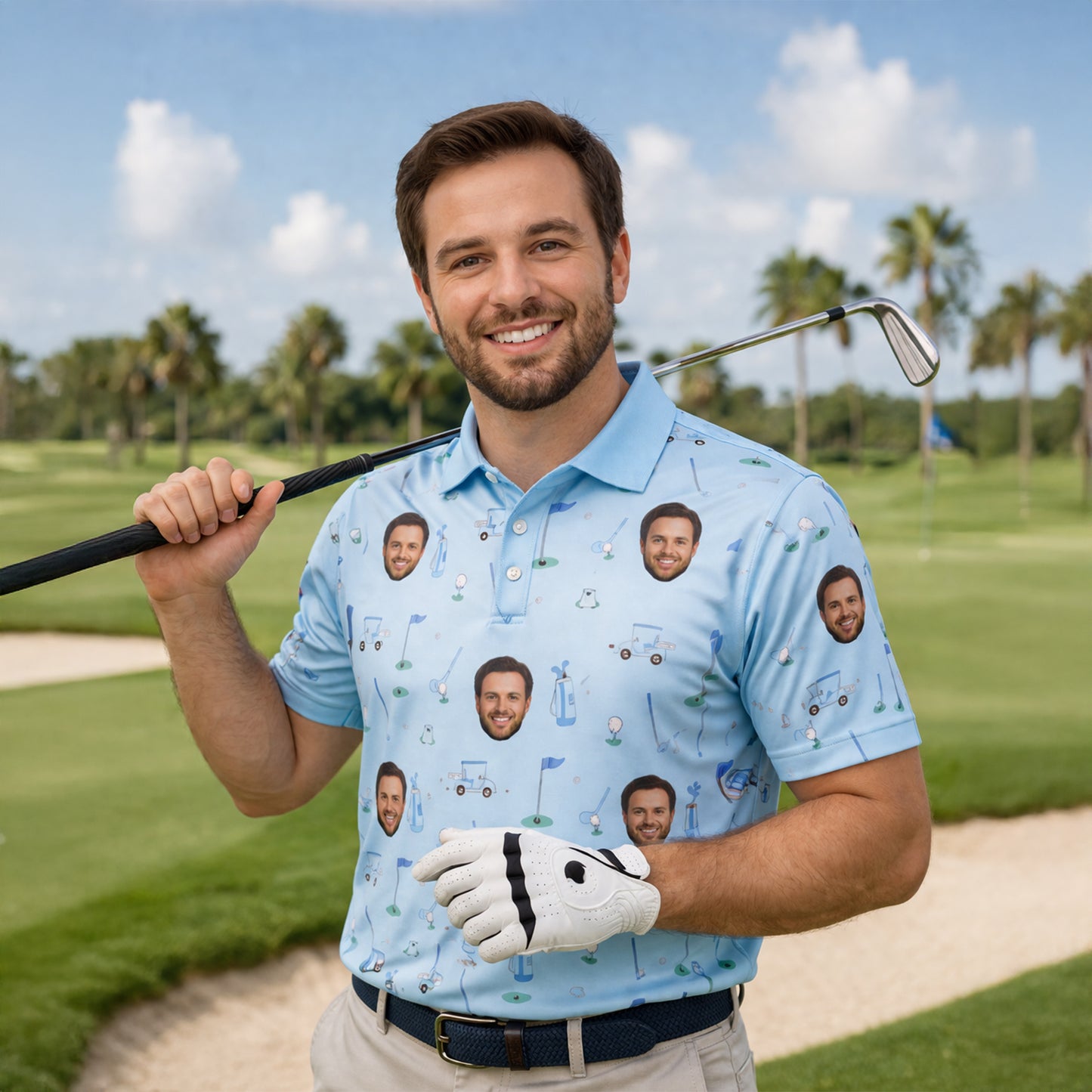 Custom Photo Golf Polo Shirt Personalized Face