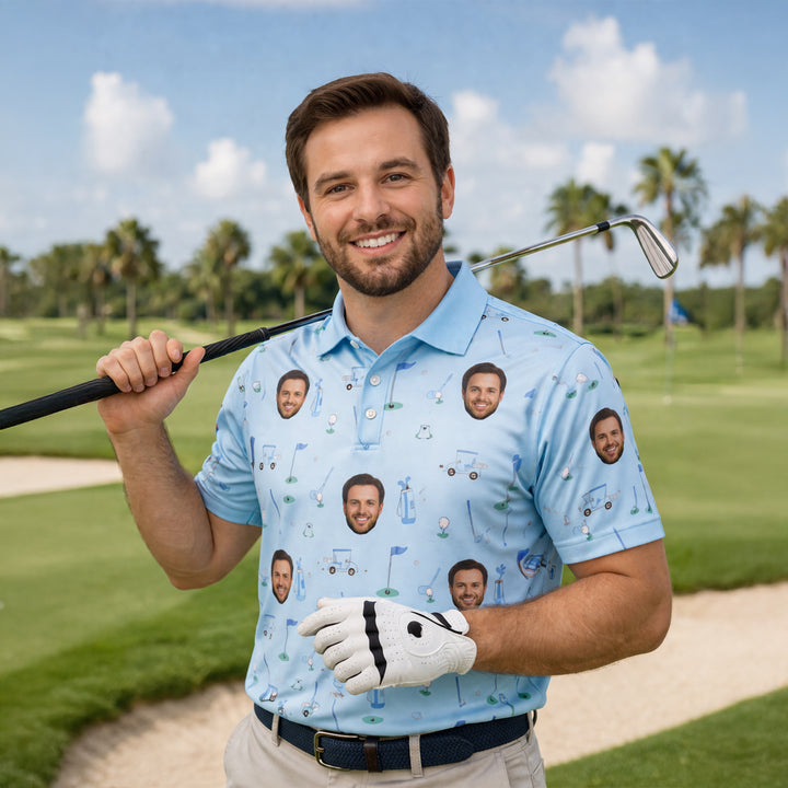 Custom Photo Golf Polo Shirt Personalized Face