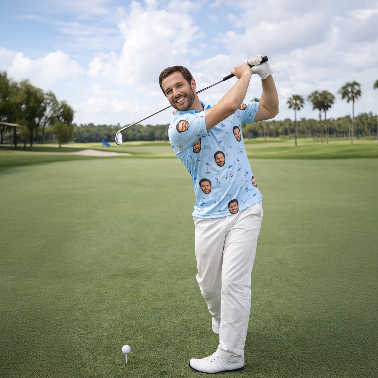 Custom Photo Golf Polo Shirt Personalized Face
