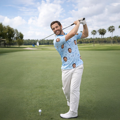 Custom Photo Golf Polo Shirt Personalized Face