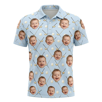 Custom Photo Face Golf Polo Shirt Baby Picture