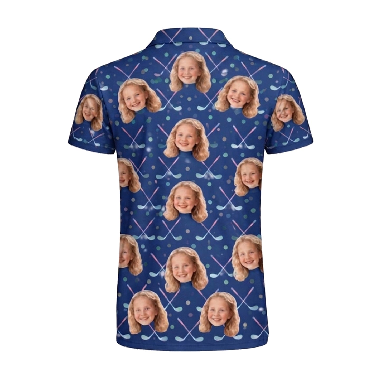 Custom Photo Golf Polo Shirt Face Crossed Clubs