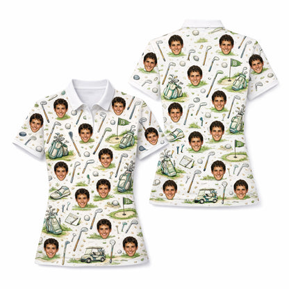 Women's Personalized Custom Face Photo Golf Polo Shirt