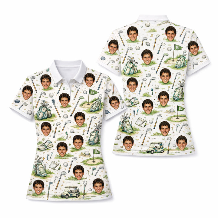 Women's Personalized Custom Face Photo Golf Polo Shirt