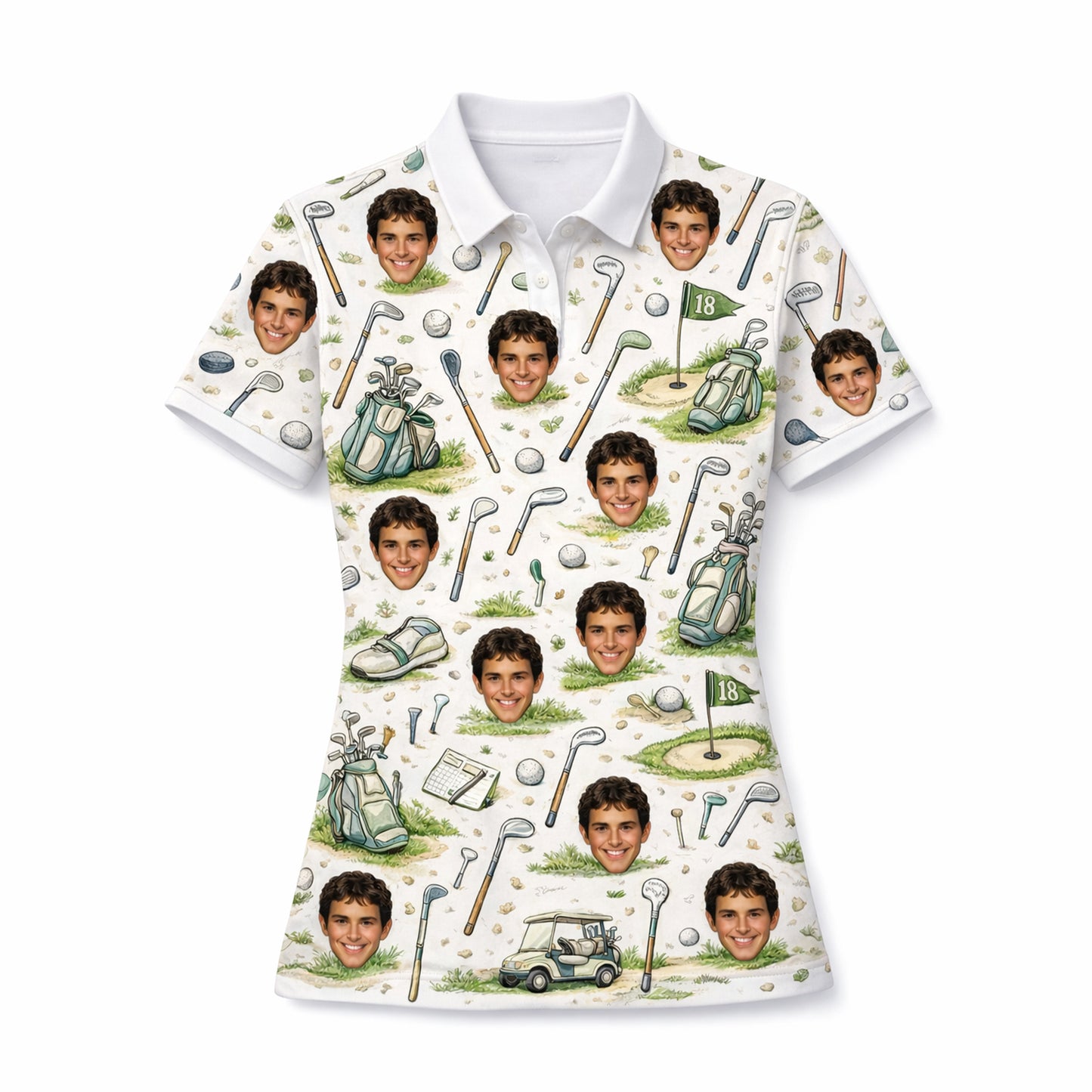 Women's Personalized Custom Face Photo Golf Polo Shirt