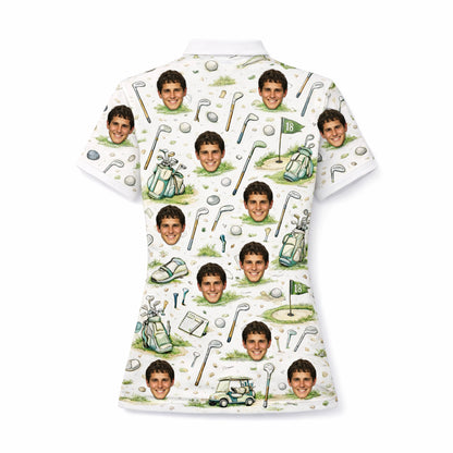Women's Personalized Custom Face Photo Golf Polo Shirt
