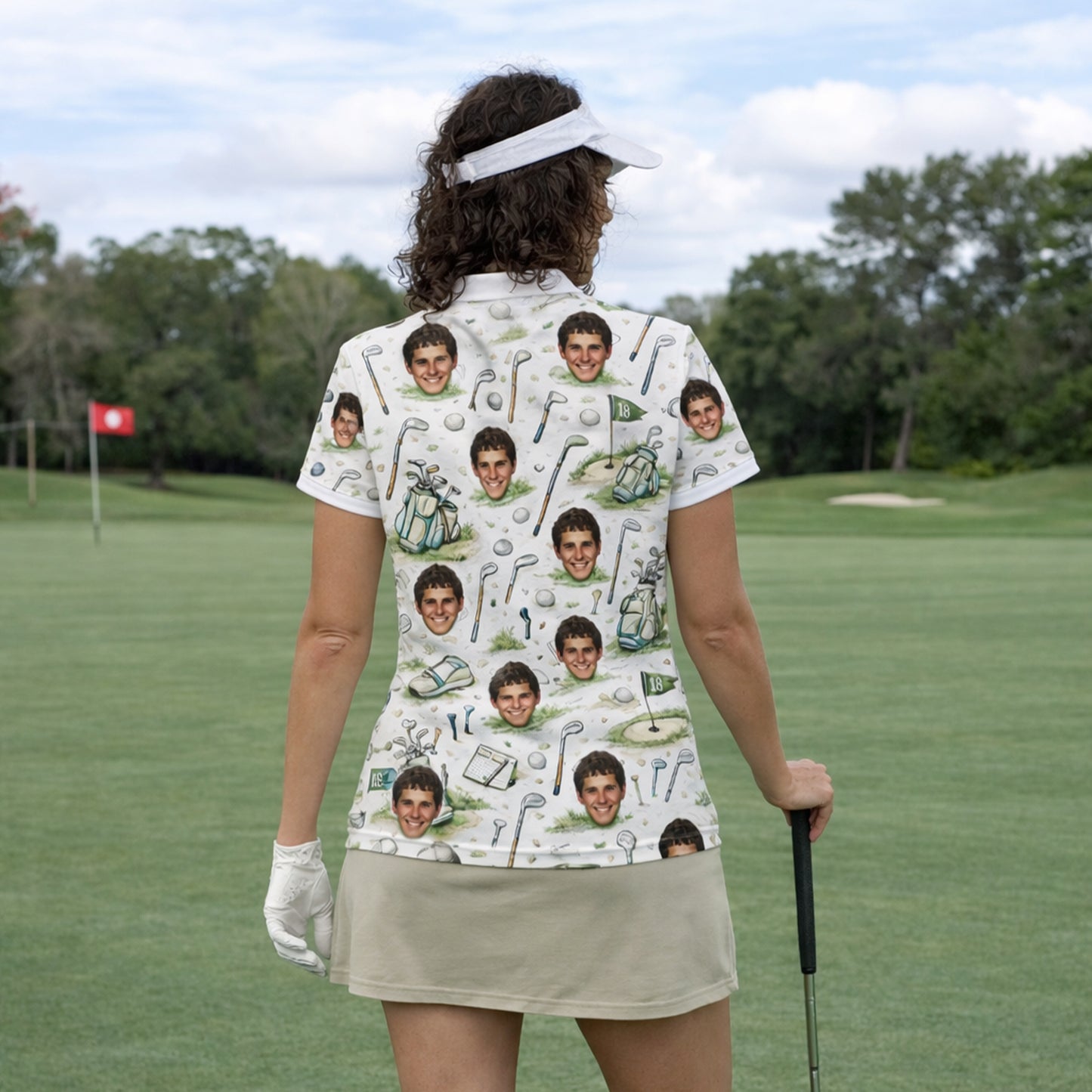 Women's Personalized Custom Face Photo Golf Polo Shirt