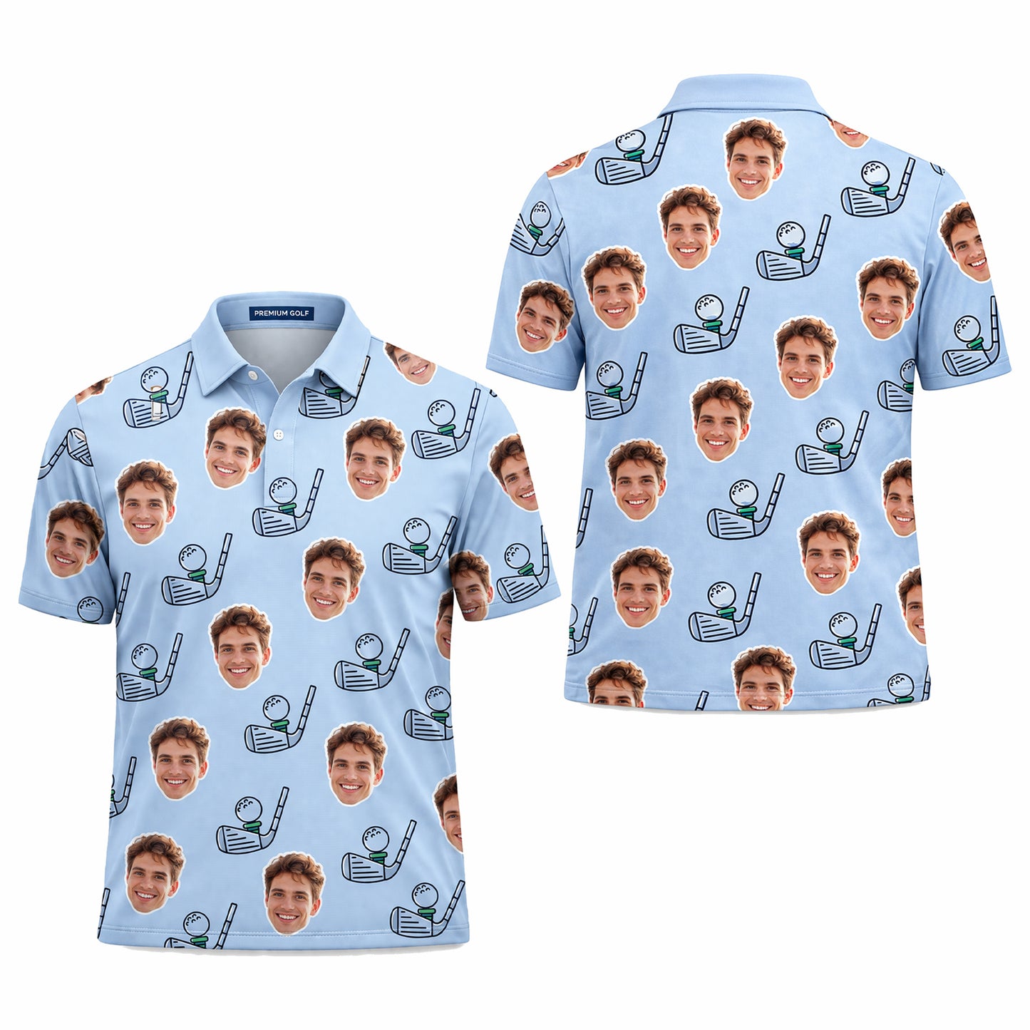 Custom Photo Face Golf Polo Shirt for Men