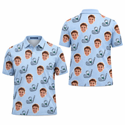 Custom Photo Face Golf Polo Shirt for Men