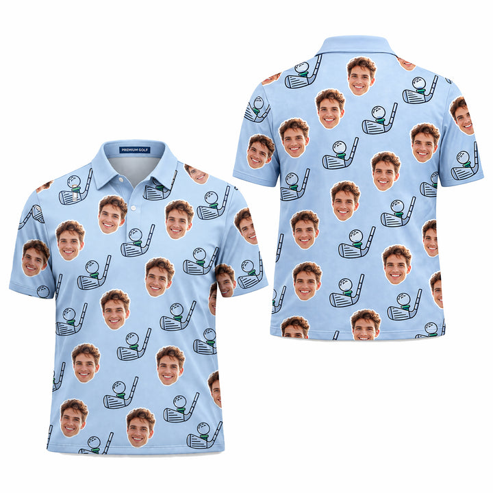 Custom Photo Face Golf Polo Shirt for Men