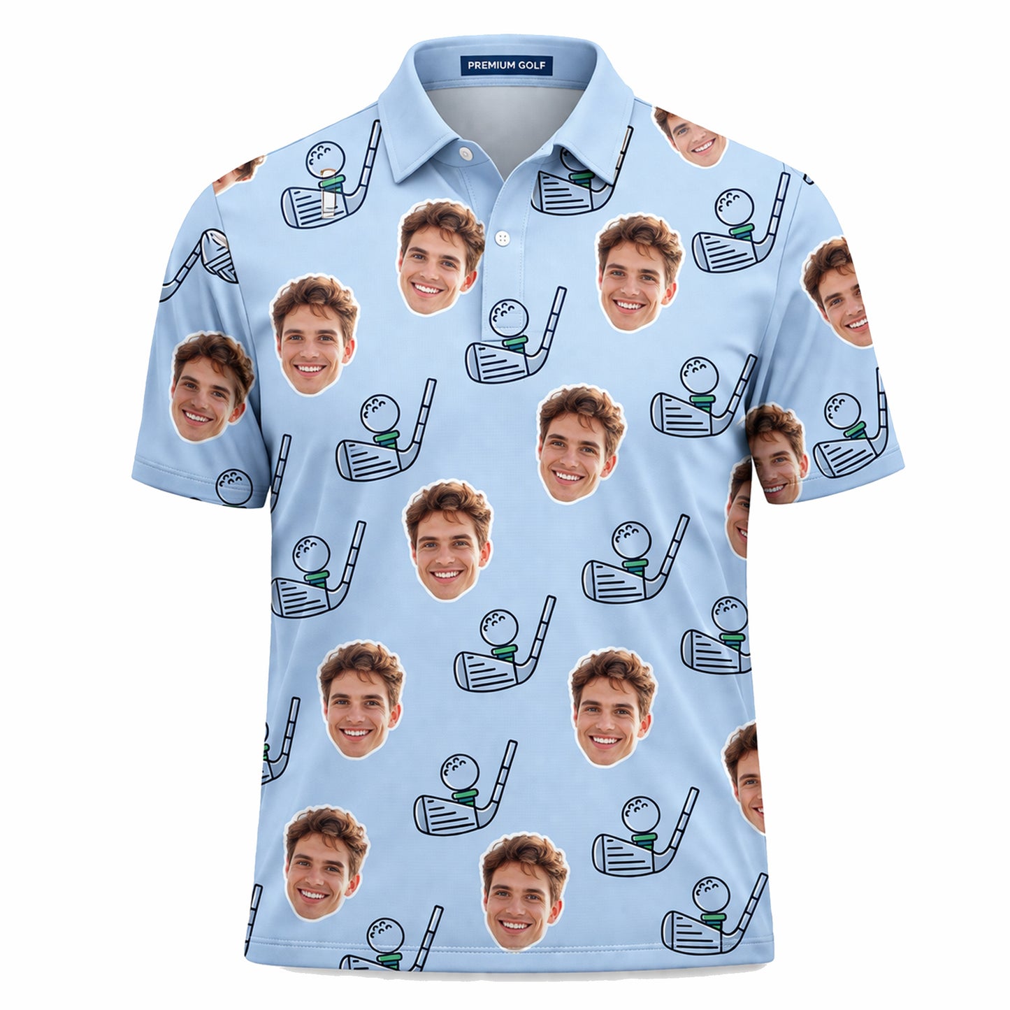 Custom Photo Face Golf Polo Shirt for Men