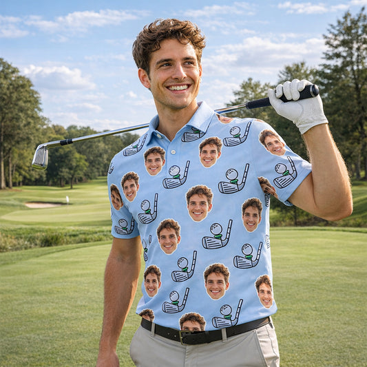 Custom Photo Face Golf Polo Shirt for Men