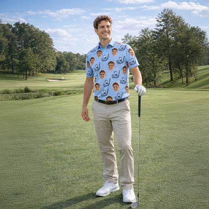 Custom Photo Face Golf Polo Shirt for Men