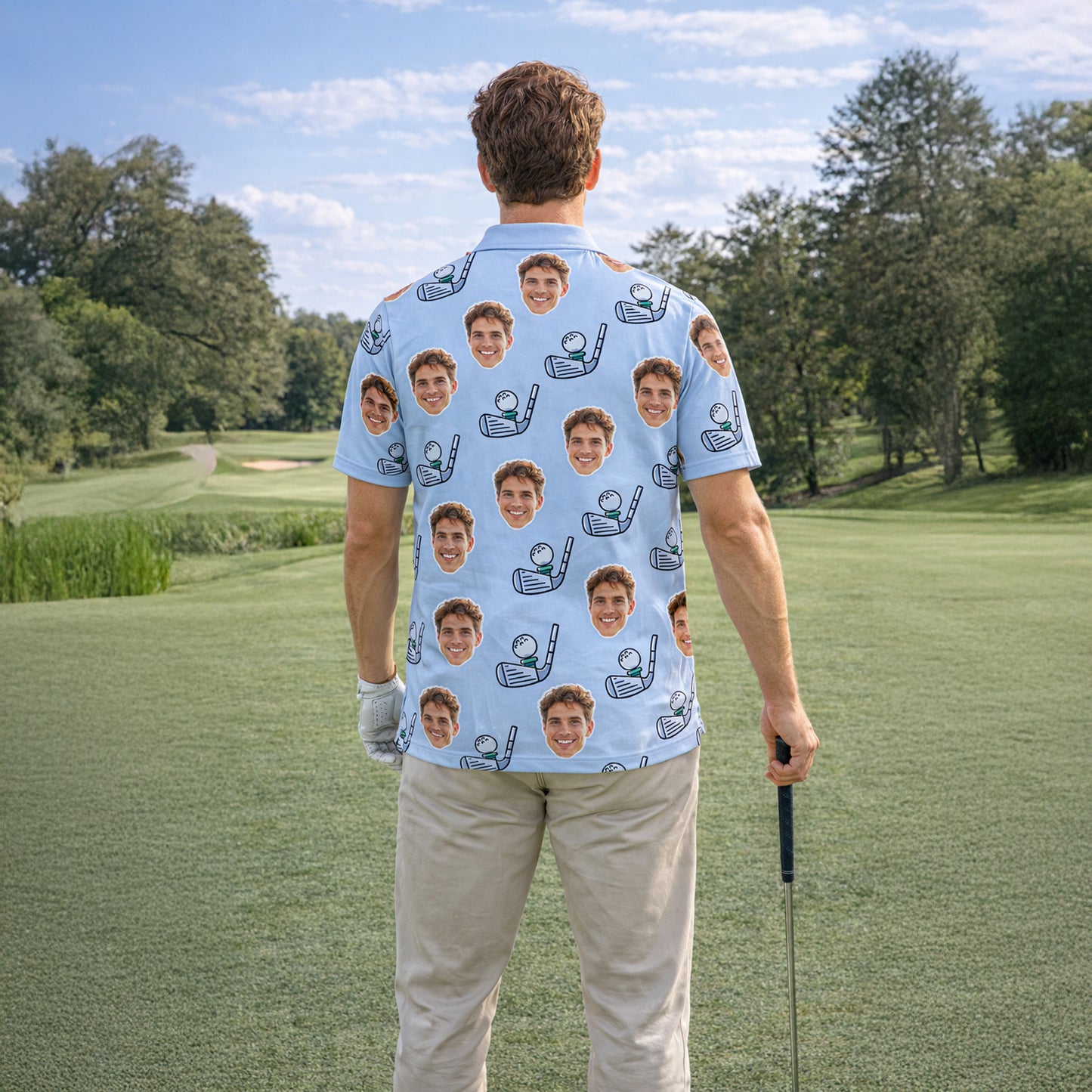 Custom Photo Face Golf Polo Shirt for Men