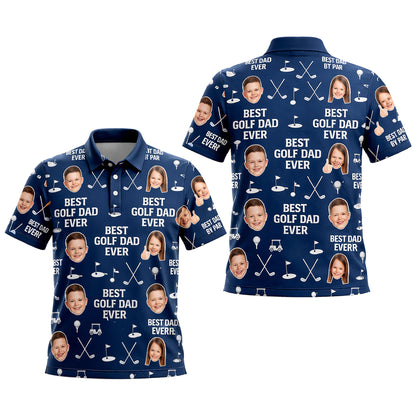 Best Golf Dad Ever Custom Photo Navy Polo for Men