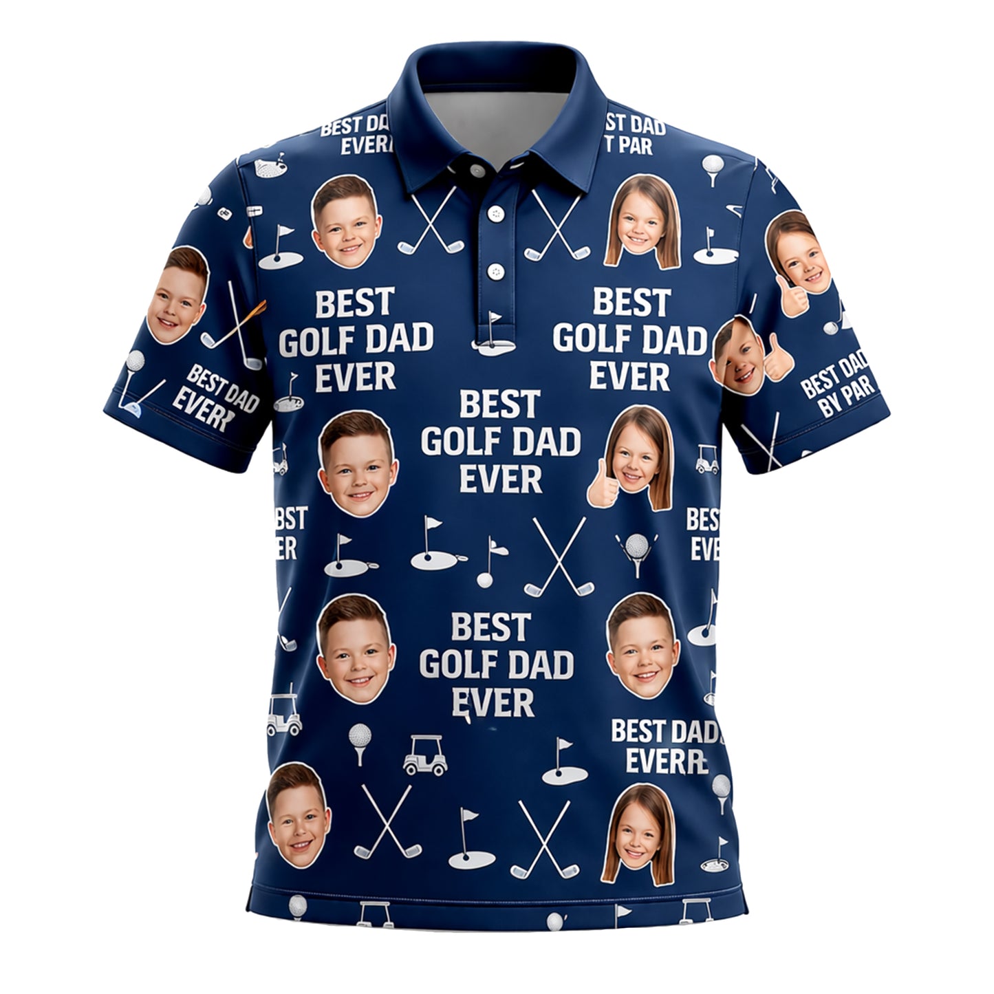 Best Golf Dad Ever Custom Photo Navy Polo for Men