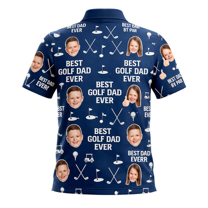 Best Golf Dad Ever Custom Photo Navy Polo for Men