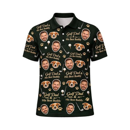 Golf Dad & His Best Buddy Custom Photo Polo Green