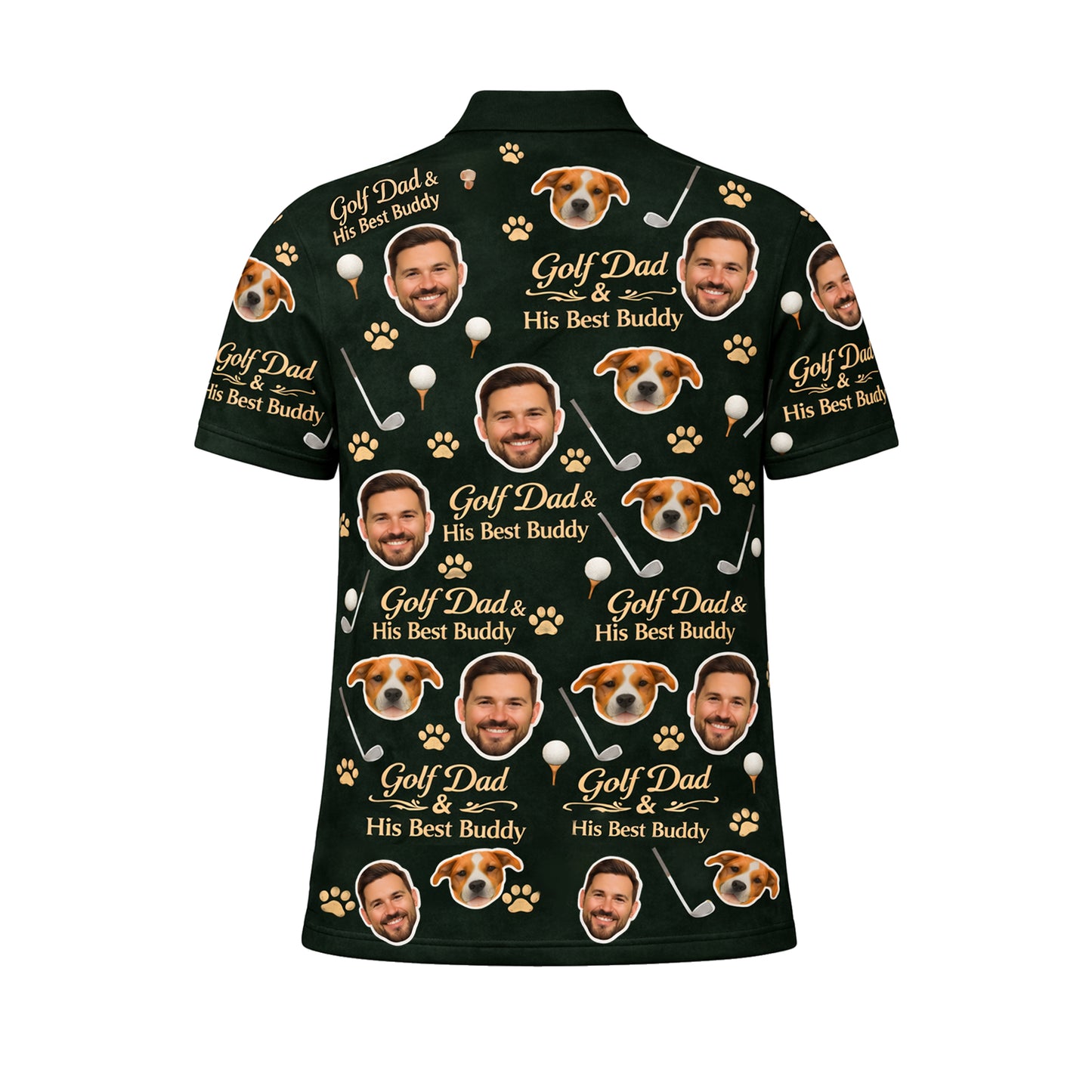 Golf Dad & His Best Buddy Custom Photo Polo Green