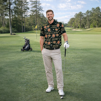 Golf Dad & His Best Buddy Custom Photo Polo Green