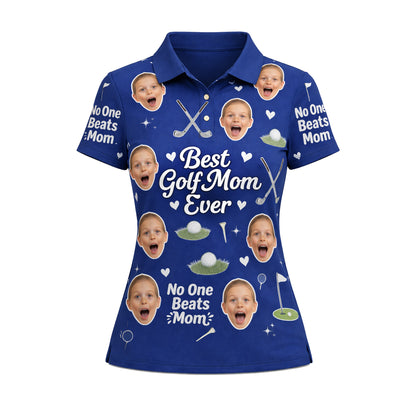 Best Golf Mom Ever Custom Kid Face Polo Royal Blue