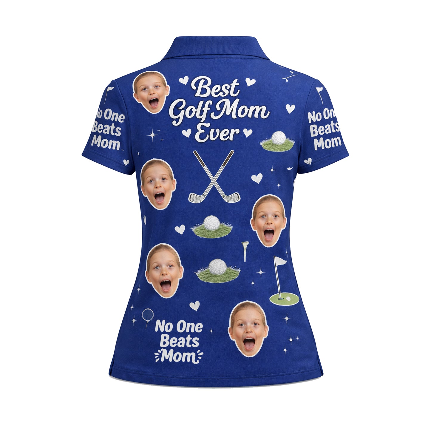 Best Golf Mom Ever Custom Kid Face Polo Royal Blue
