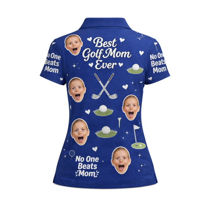 Best Golf Mom Ever Custom Kid Face Polo Royal Blue