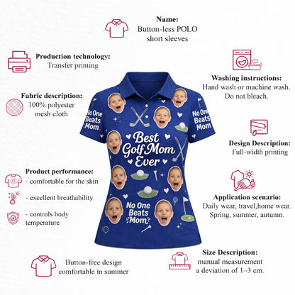 Best Golf Mom Ever Custom Kid Face Polo Royal Blue