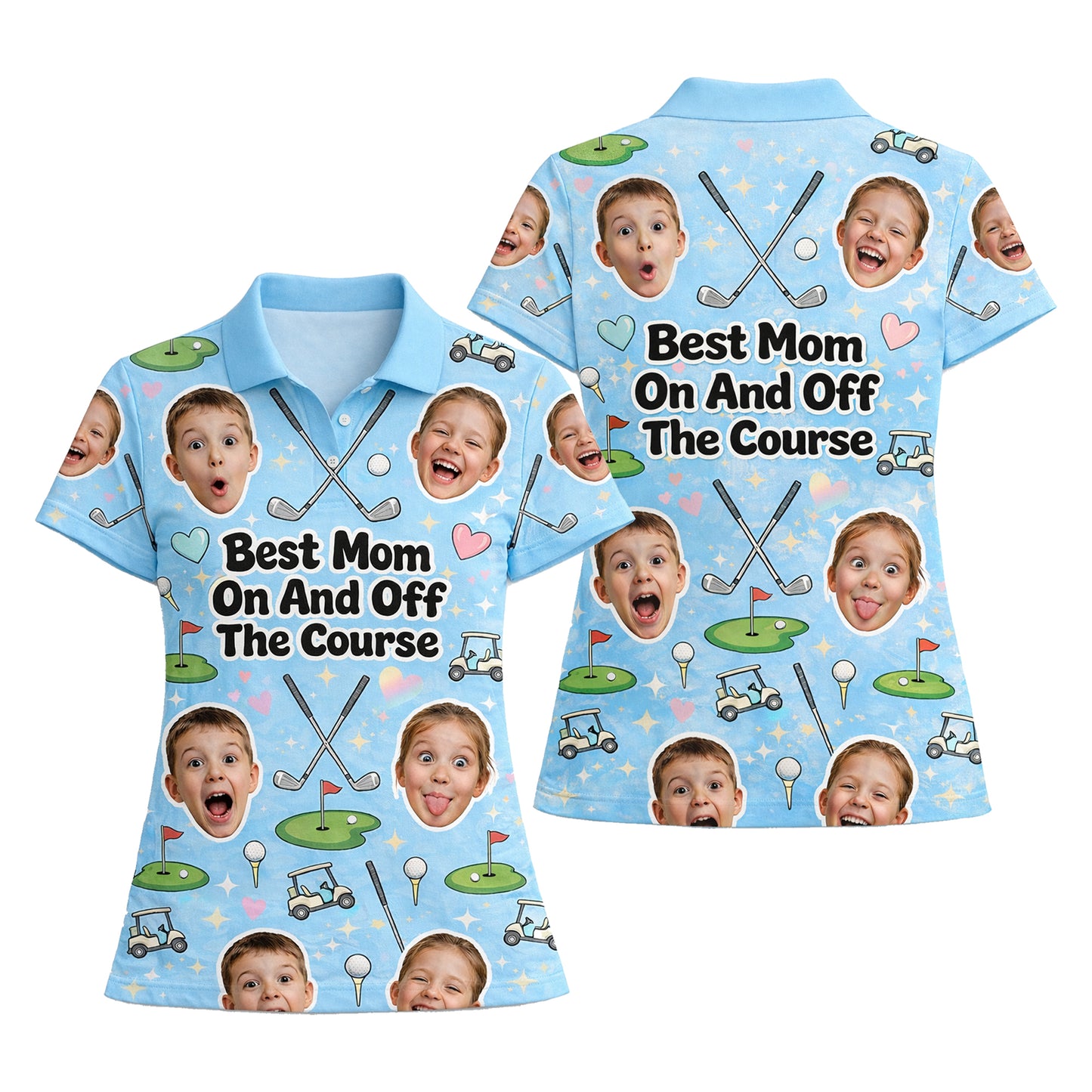 Best Mom On And Off The Course Custom Photo Polo