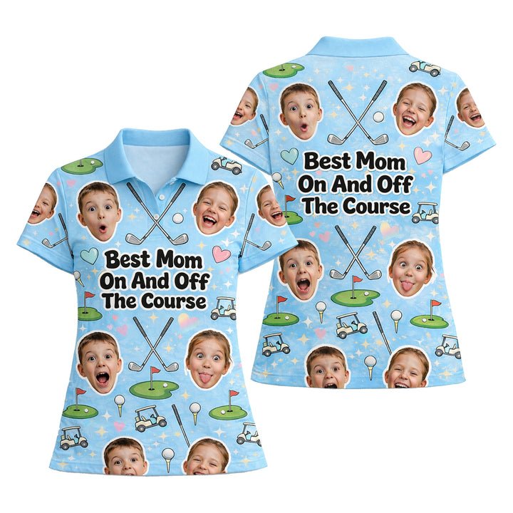 Best Mom On And Off The Course Custom Photo Polo