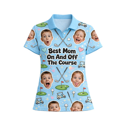 Best Mom On And Off The Course Custom Photo Polo