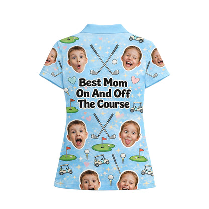 Best Mom On And Off The Course Custom Photo Polo